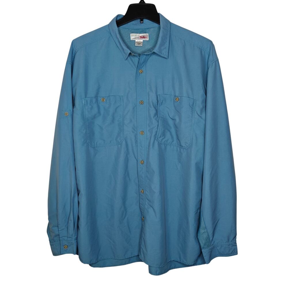 RAIL RIDERS Insect Shield Long Sleeve Shirt Mens Size 2XL Blue Fishing Button Up